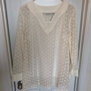 White Lace Print Shirt with Camisole